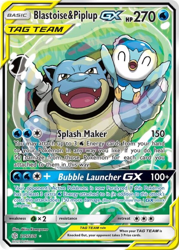 Blastoise & Piplup GX - Alt Art Foil - TAG Graded 10